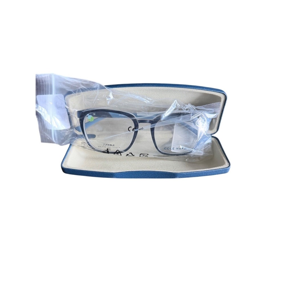 Minimalist Cole Haan Designer Eyeglasses CH4523 Black Blue Flexible Frames